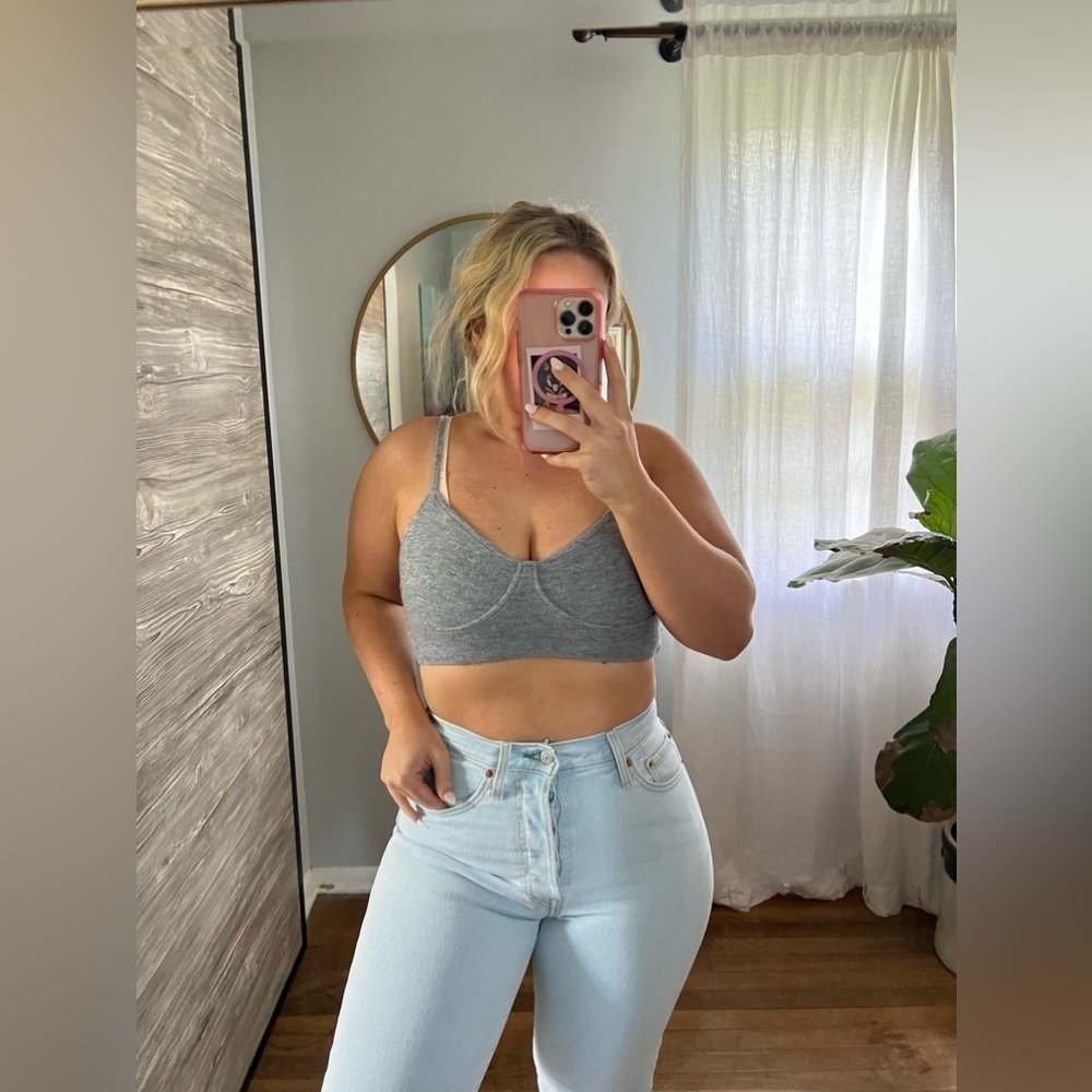 Zara Grey Sweater Crop Top Medium